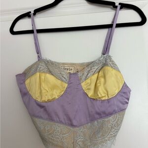 Style Rack Lace Bustier - Yellow and Lavender
